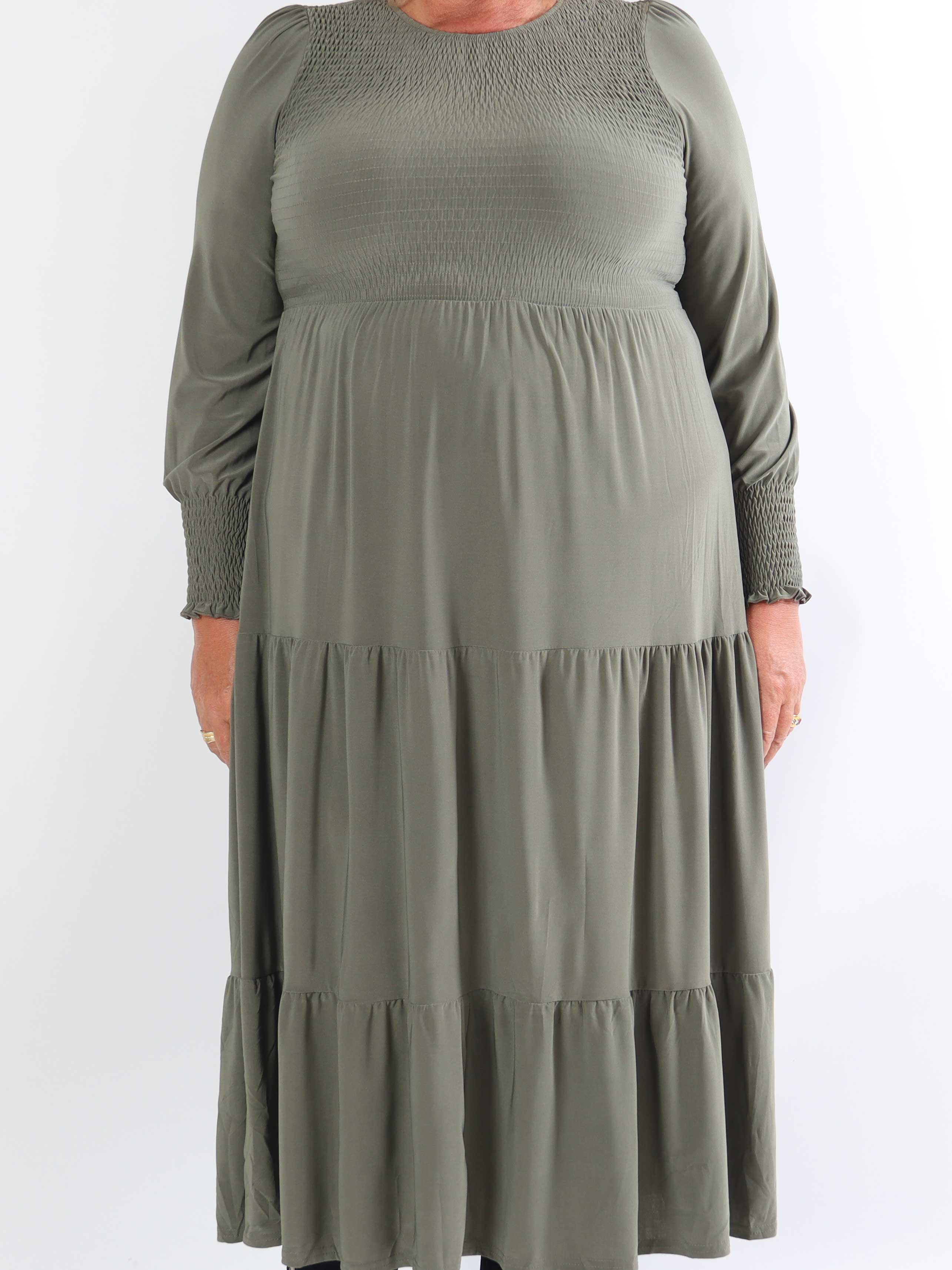 Kelly Long - Stretch plus size klänning med smock över bröstet